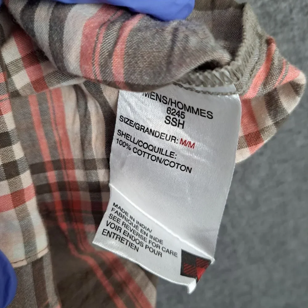 Woolrich Mens Size Medium Plaid Cracked Button Up Short Sleeve Shirt‎ Pockets